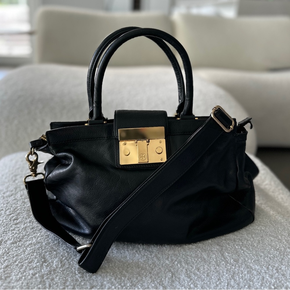 Vintage Tory Burch Black Leather Handbag